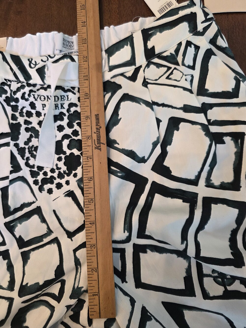 NWT Scotch & Soda Eleni Pants Amsterdam Print White Green High Rise Wide Leg Sm - Picture 9 of 13